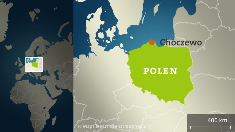 Karte von Polen mit dem Ort Choczewo