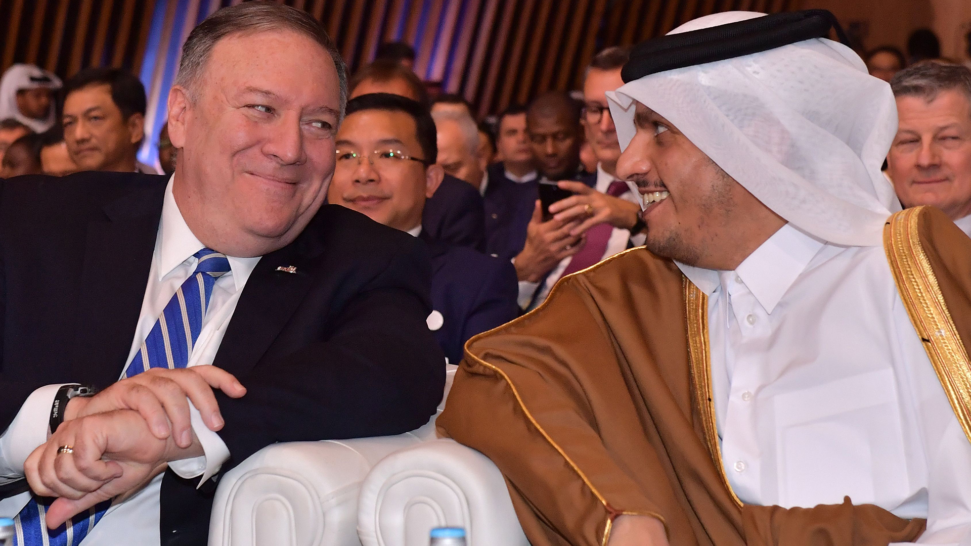 US-Außenminister Mike Pompeo und der Außenminister von Katar Mohammed bin Abdulrahman al-Thani | AFP