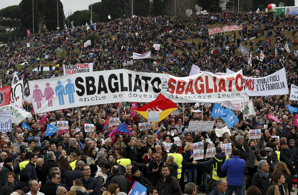 Demonstration gegen die Homo-Ehe in Rom