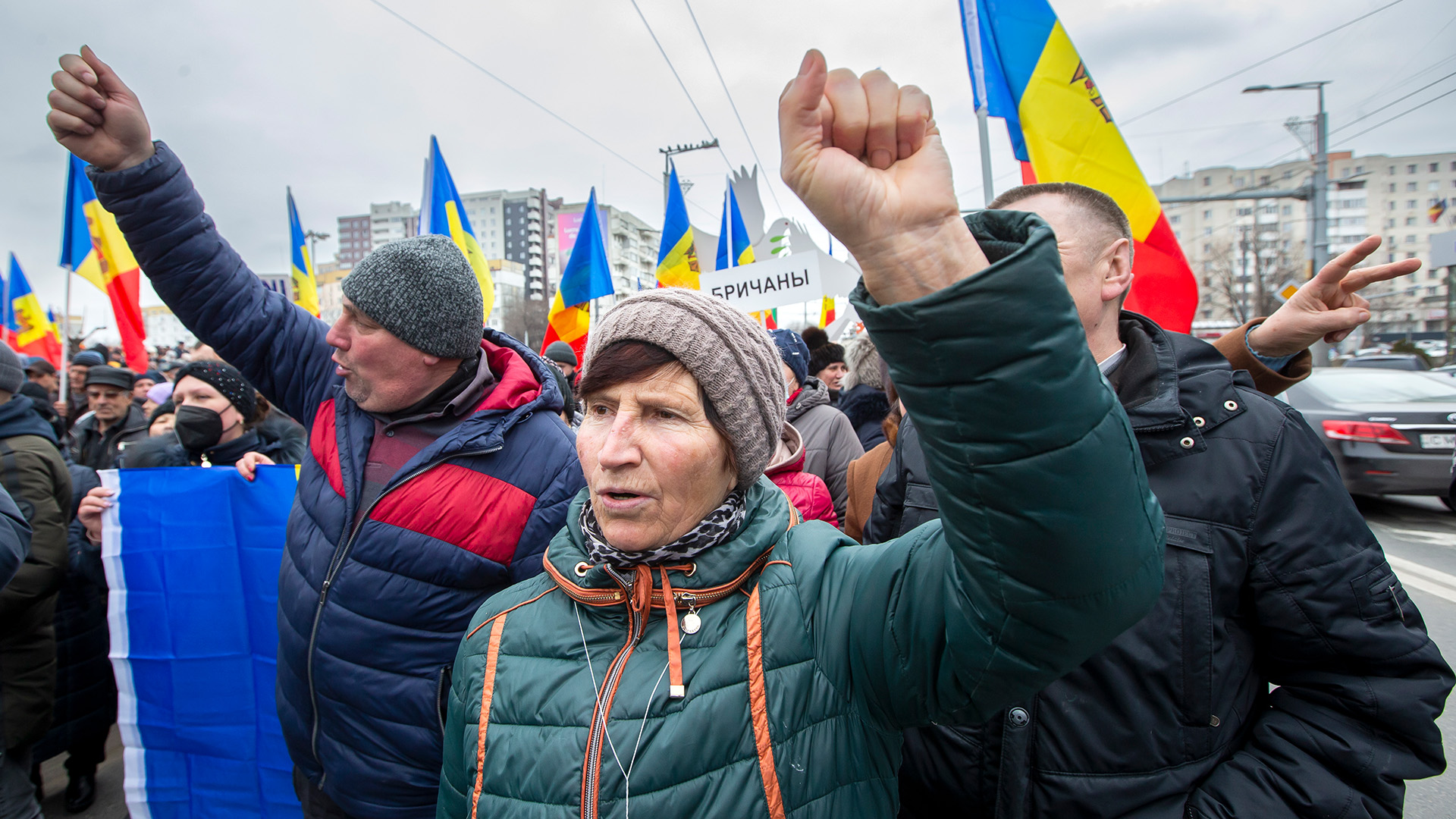 Anhänger der politischen Partei Shor protestieren in Chisinau (Moldau). | EPA