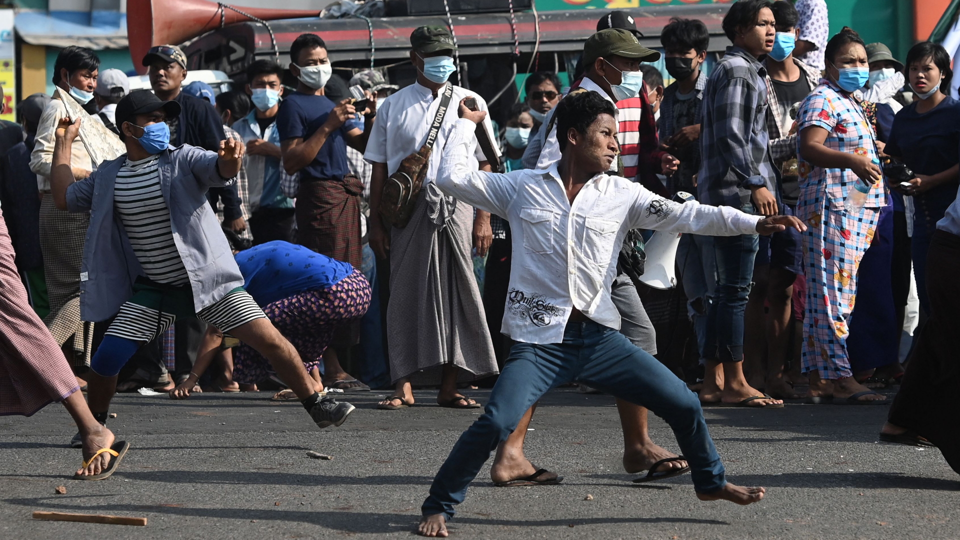 Pro-Militär Demonstranten in Rangun | AFP