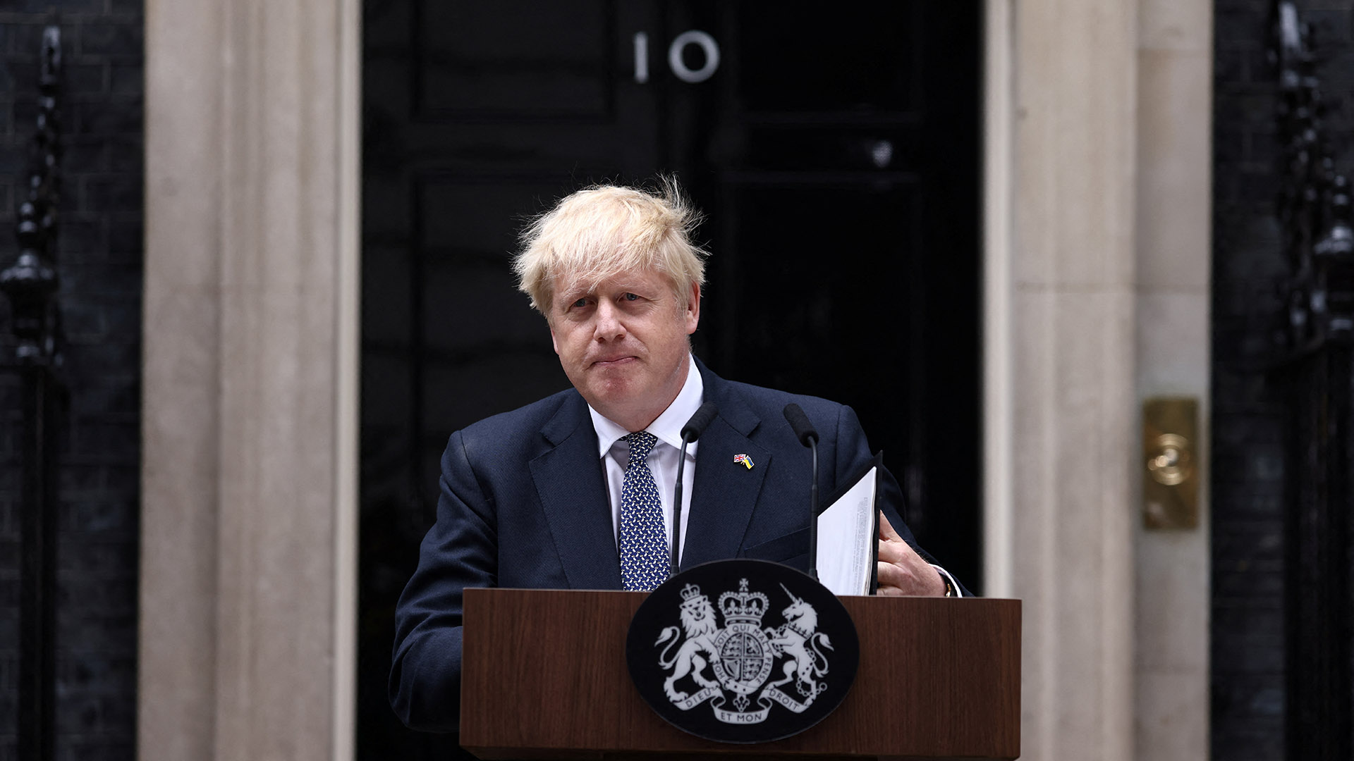 Boris Johnson während seiner Rede. | REUTERS