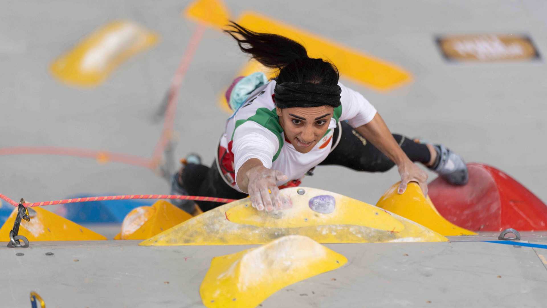 Elnas Rekabi klettert ohne Kopftuch bei den Asienmeisterschaften in Seoul (Südkorea). | AFP