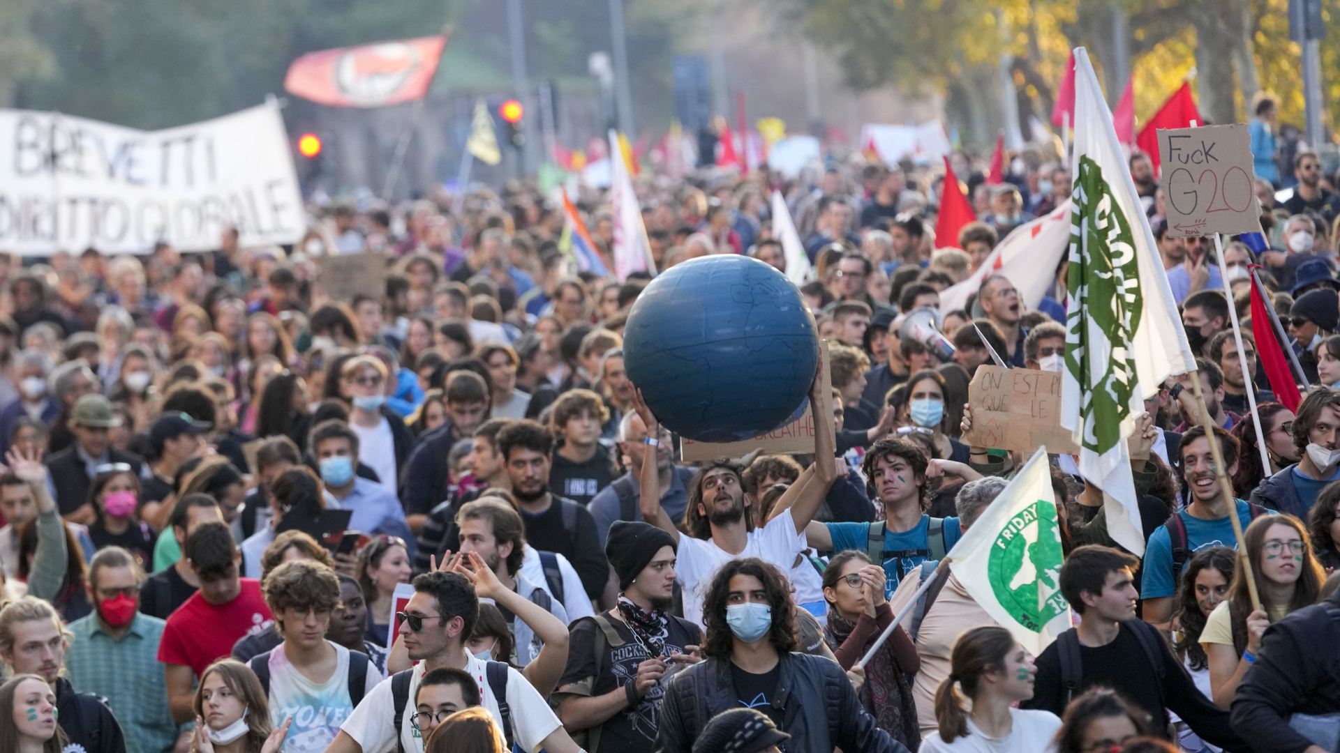 Demonstration am Rande des G20-Gipfels in Rom. | AP