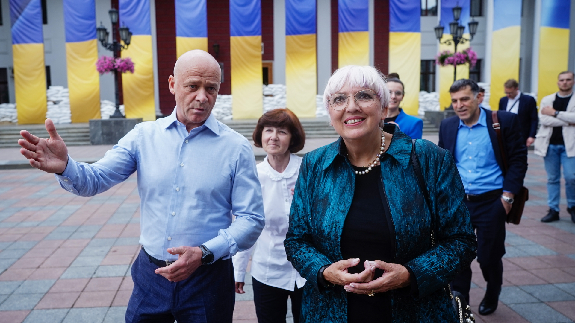 Claudia Roth mit Hennadij Truchanow, Bürgermeister von Odessa | dpa