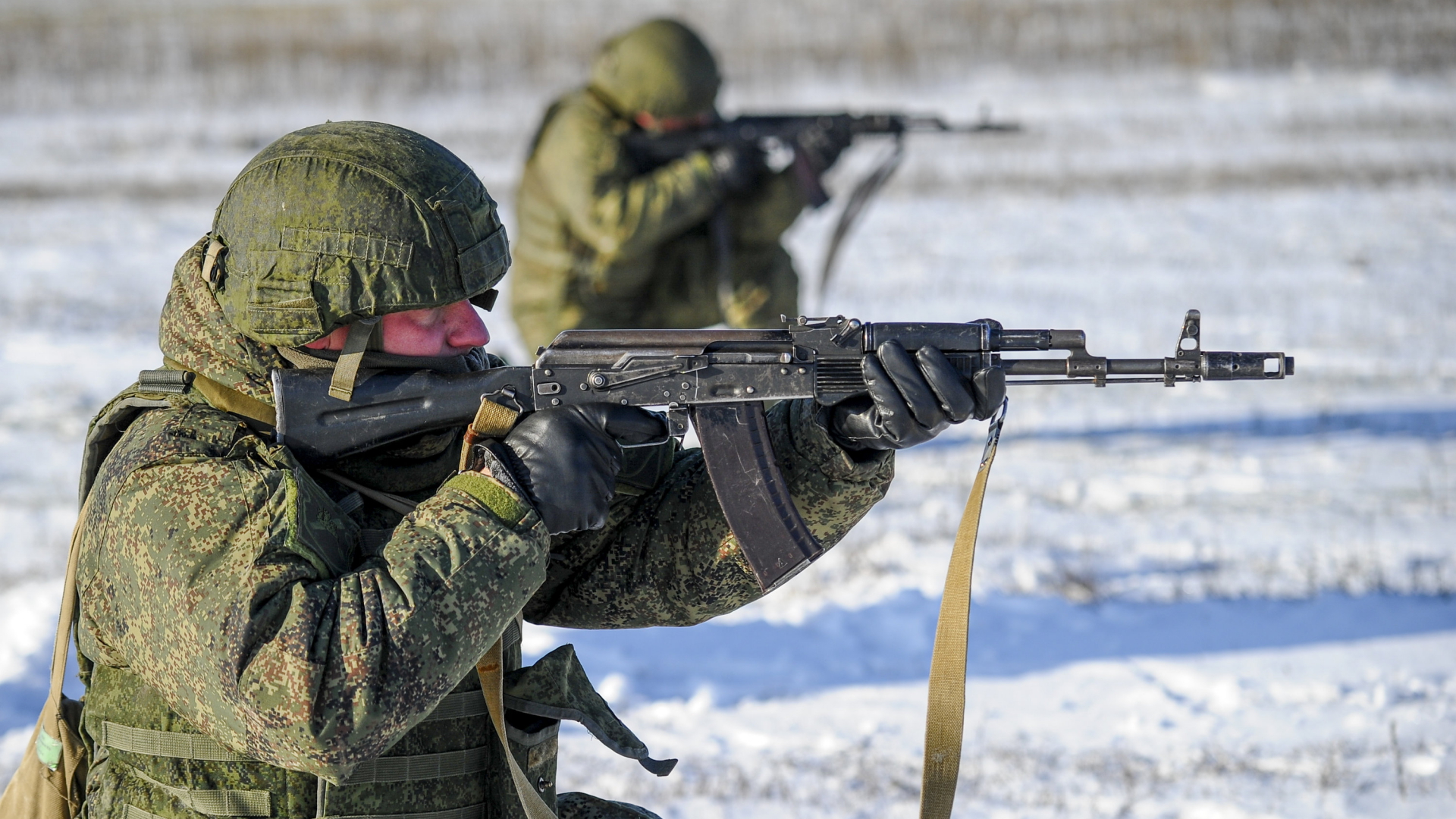 Russische Soldaten bei einer Militärübung in der Region um Rostow am Don. | AP