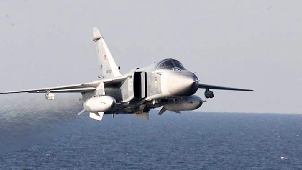 Foto der US-Marine von einem russischen Kampfjet über der Ostsee | Bildquelle: dpa