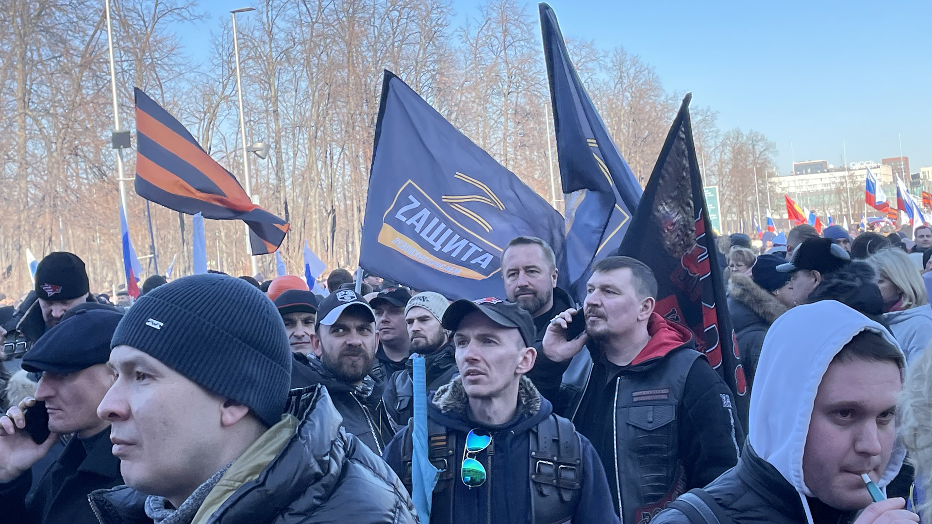 Menschenmenge am sogenannten Krimtag vor dem Luschniki-Stadion in Moskau. | ARD-Studio Moskau