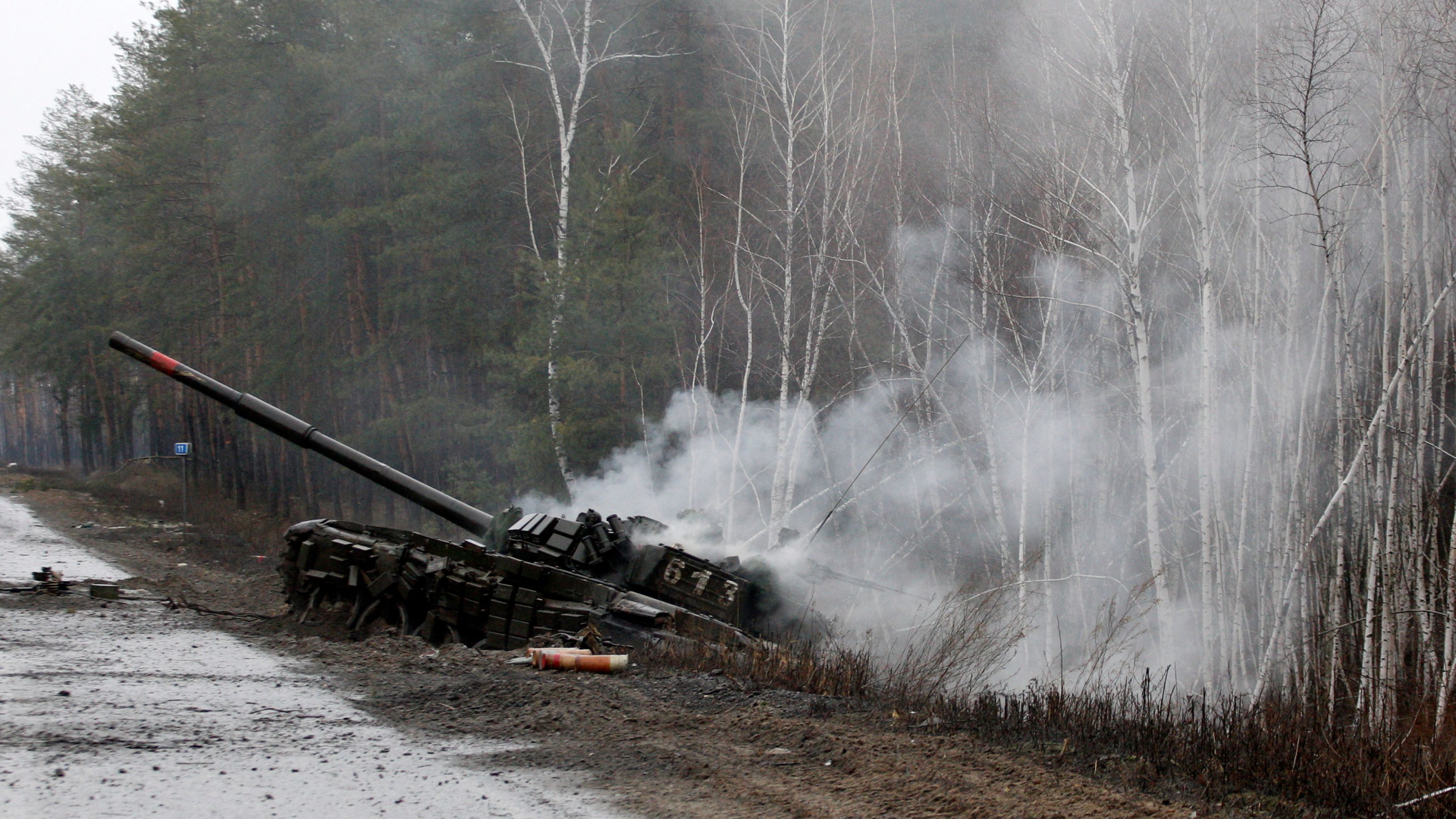 Ein zerstörter russischer Panzer | AFP