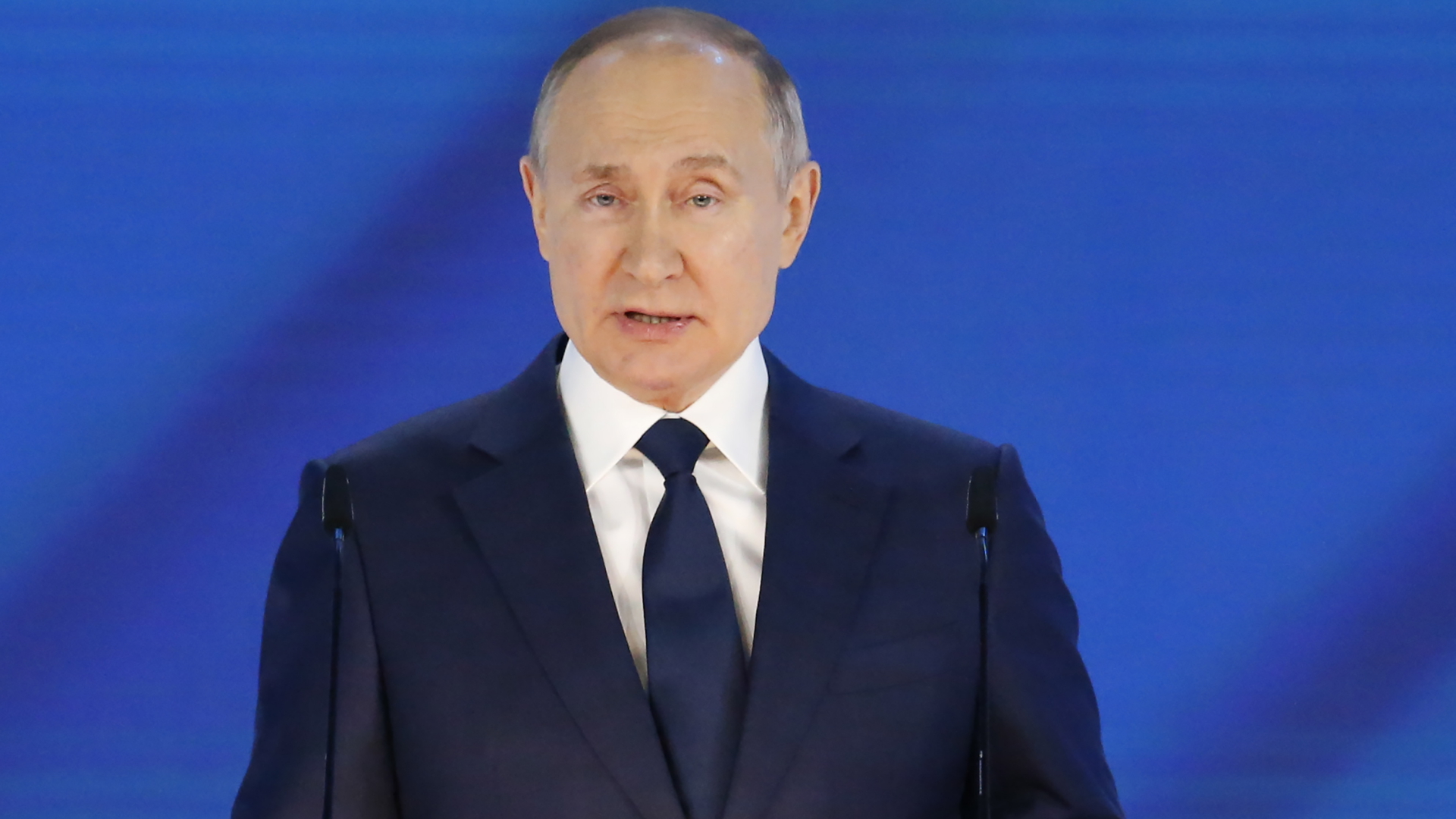 Der russische Präsident Wladimir Putin hält am 21. April 2021 seine Rede zur Lage der Nation. | EPA