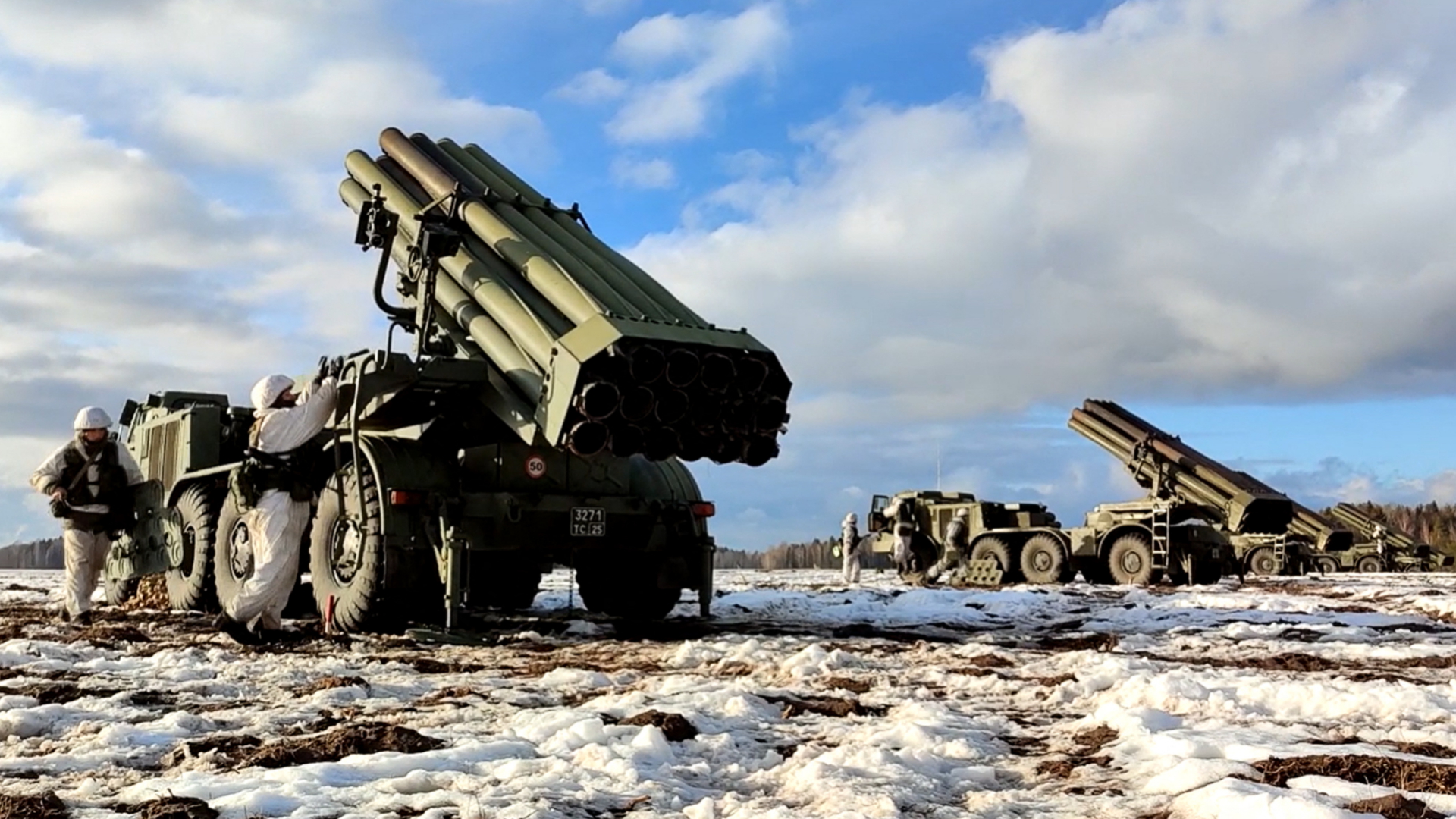 Das russische Raketenwerfersystem "Uragan" bei einer Übung bei Brest (Belarus) im Februar 2022 | AFP