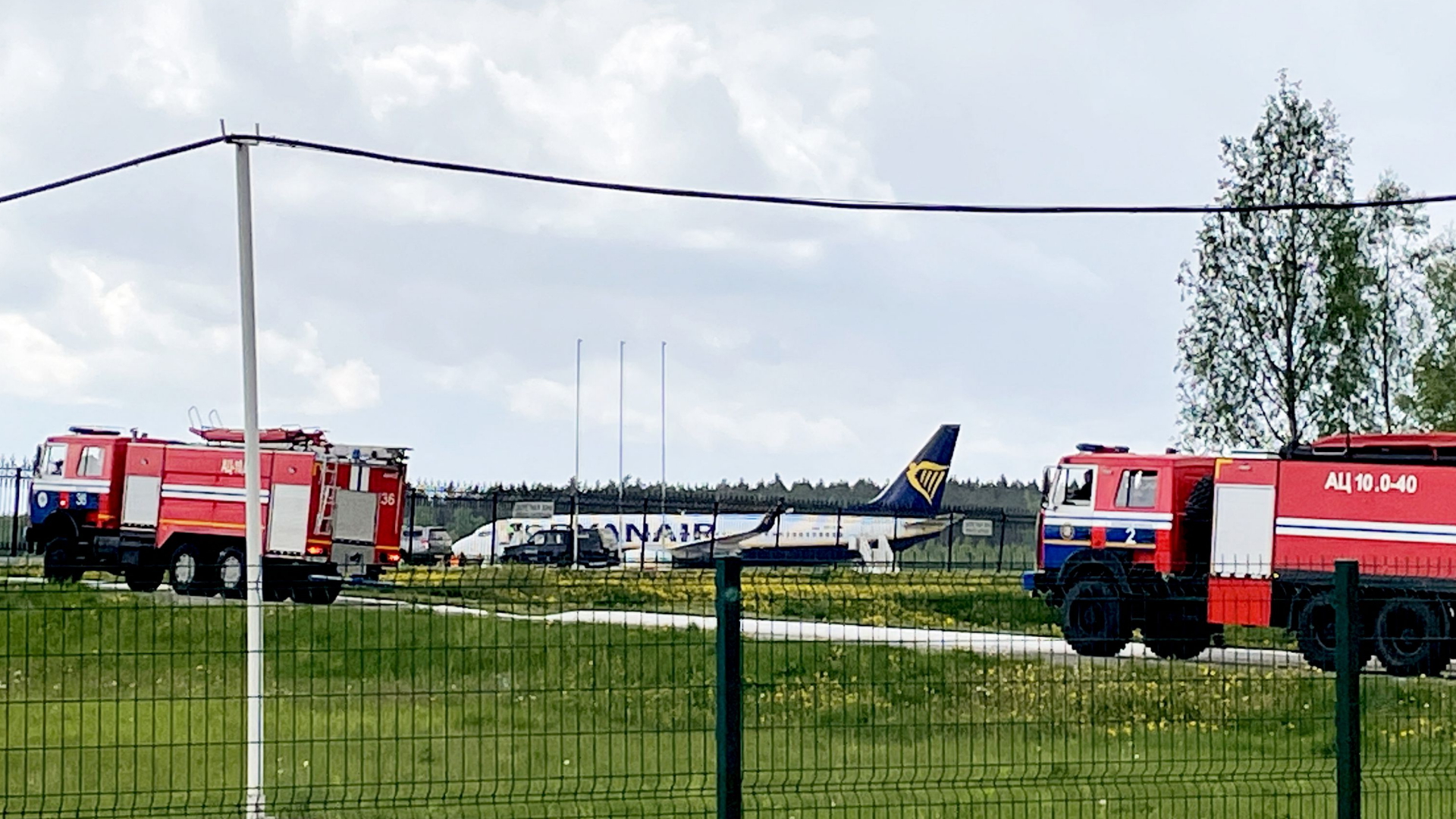 Die Ryanair-Maschine auf dem Flughafen von Minsk/Belarus. | AFP
