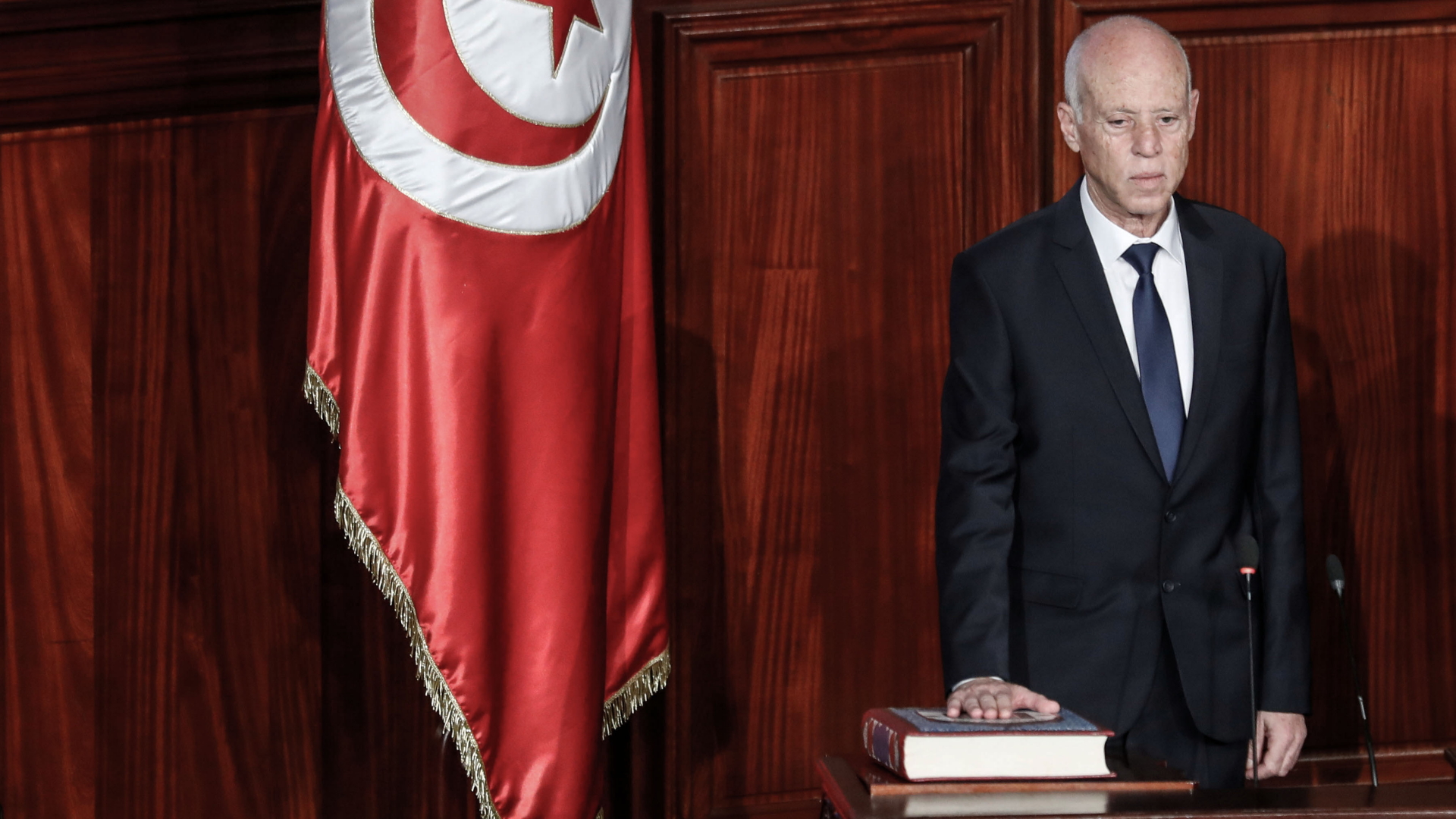 Tunesiens Präsident Saied leistet seinen Amtseid. | dpa