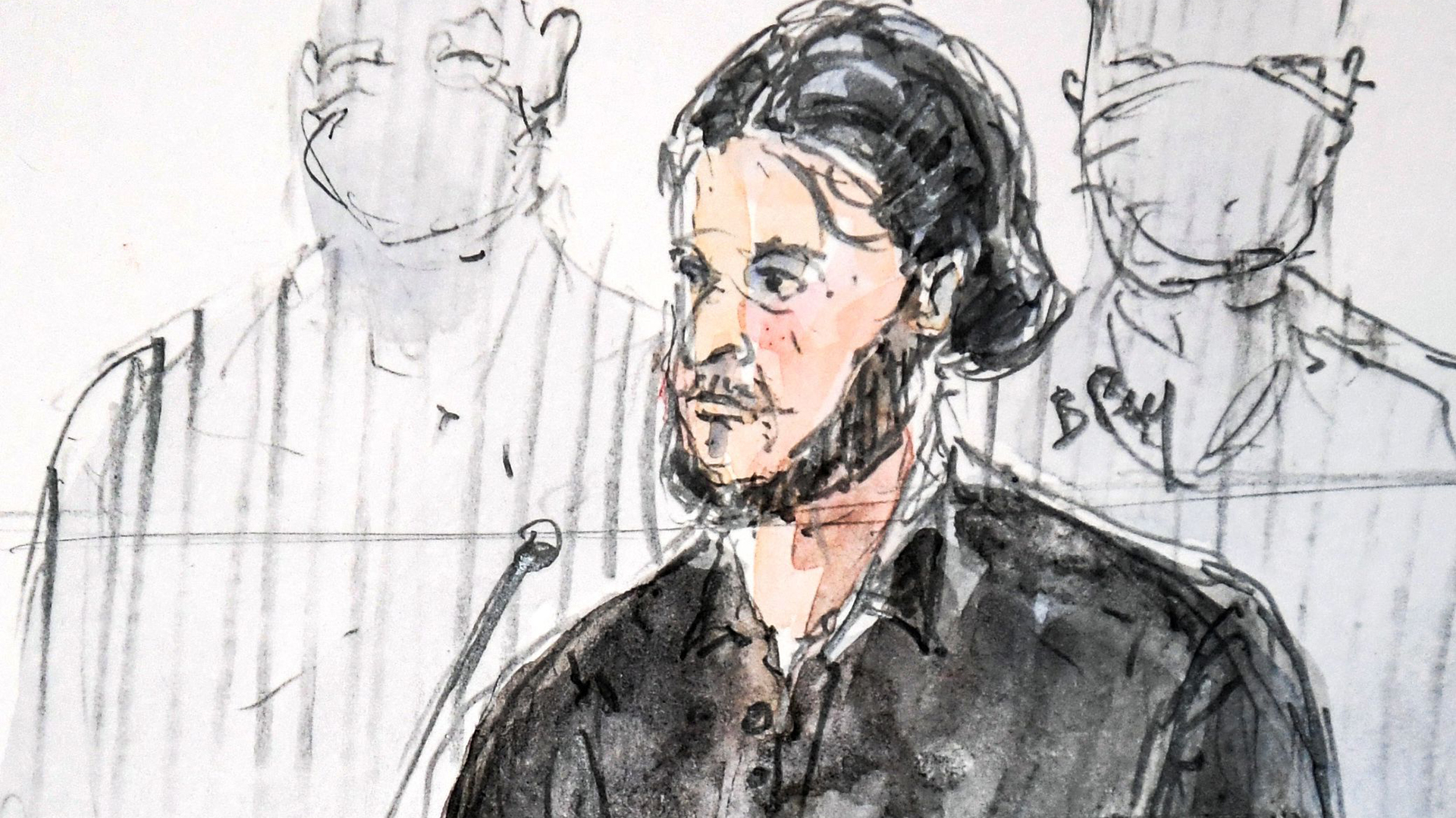 Gerichtszeichnung des Terrorverdächtigen Salah Abdeslam | AFP