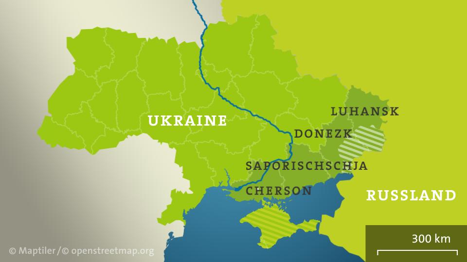 Karte: Gebiete des russischen Scheinreferendums in der Ukraine