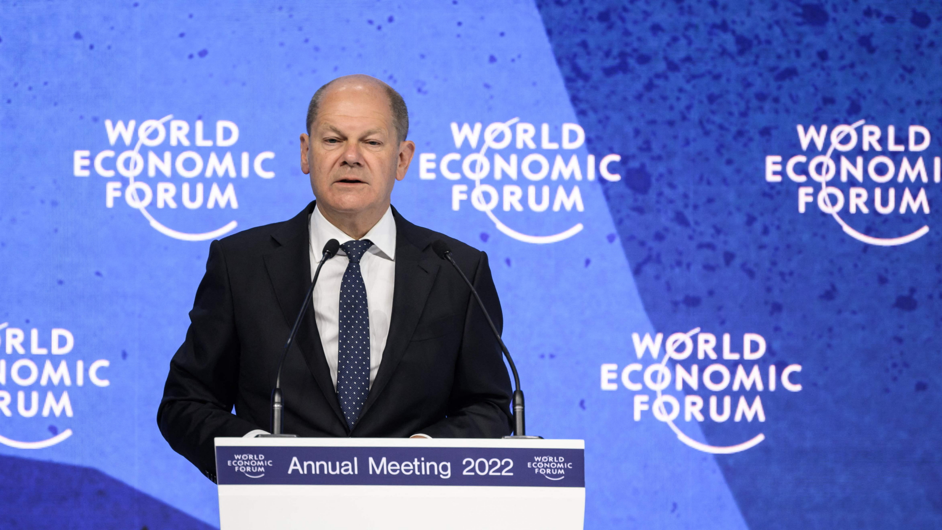 Scholz während seiner Rede in Davos
