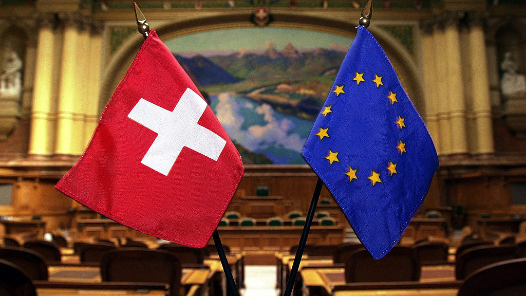 Flaggen von Schweiz und EU