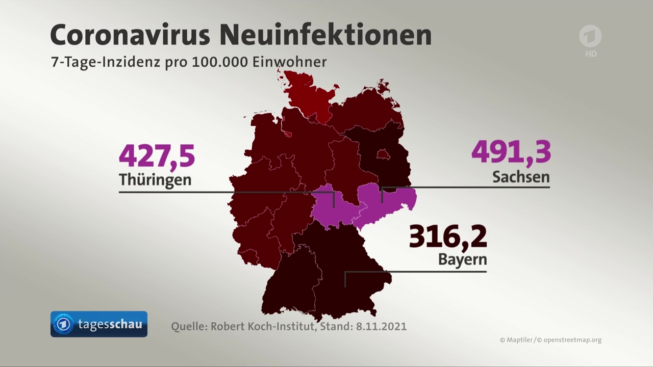 Hohes Infektionsgeschehen in Ostdeutschland