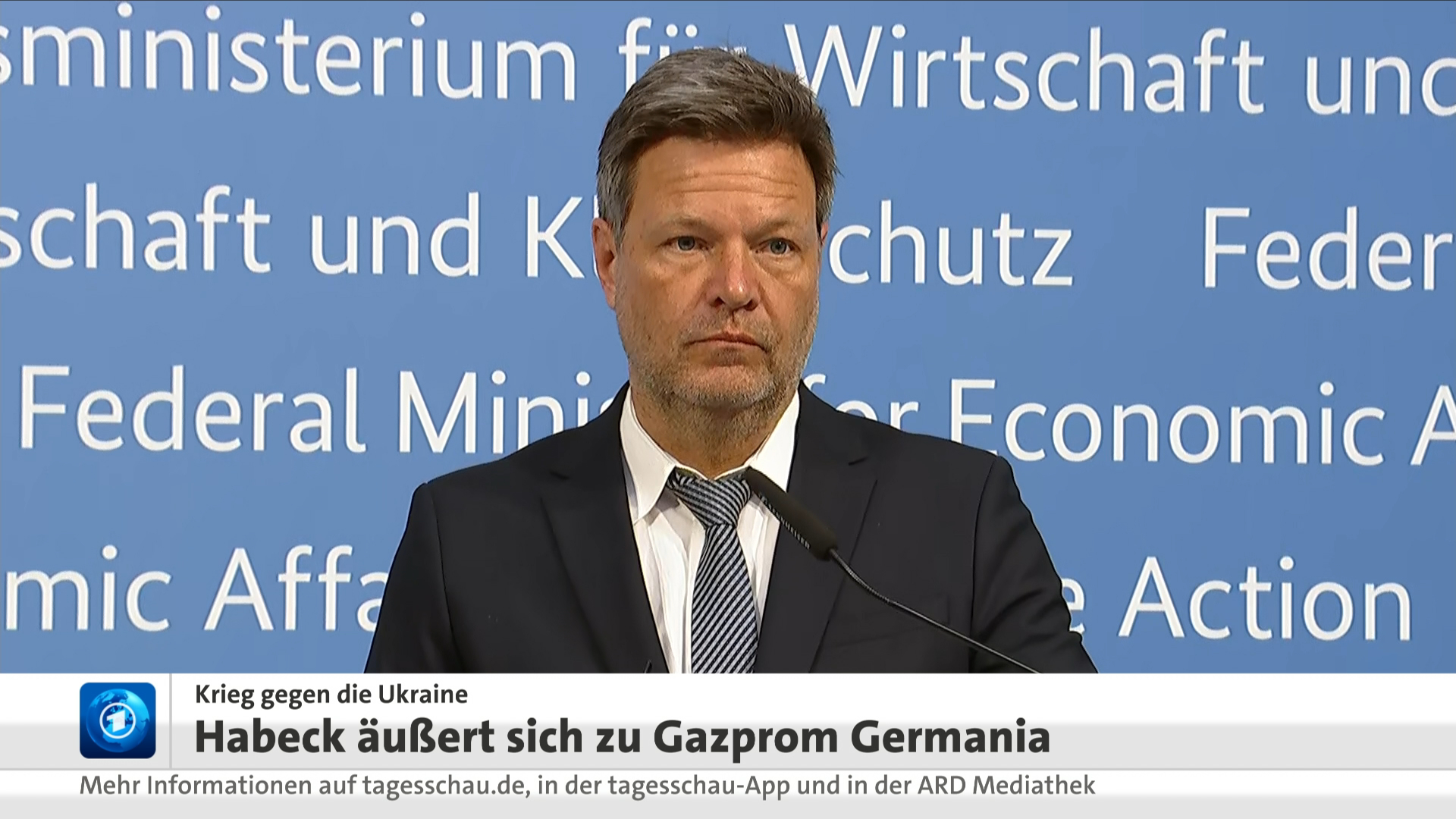tagesschau live: Habeck äußert sich zu Gazprom Germania