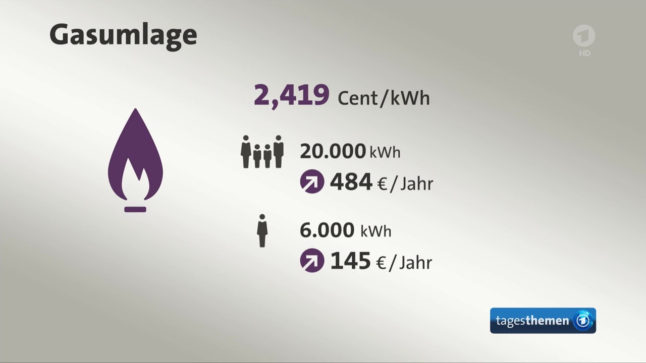 Bis zu 30 Millionen Menschen in Deutschland von Gasumlage betroffen