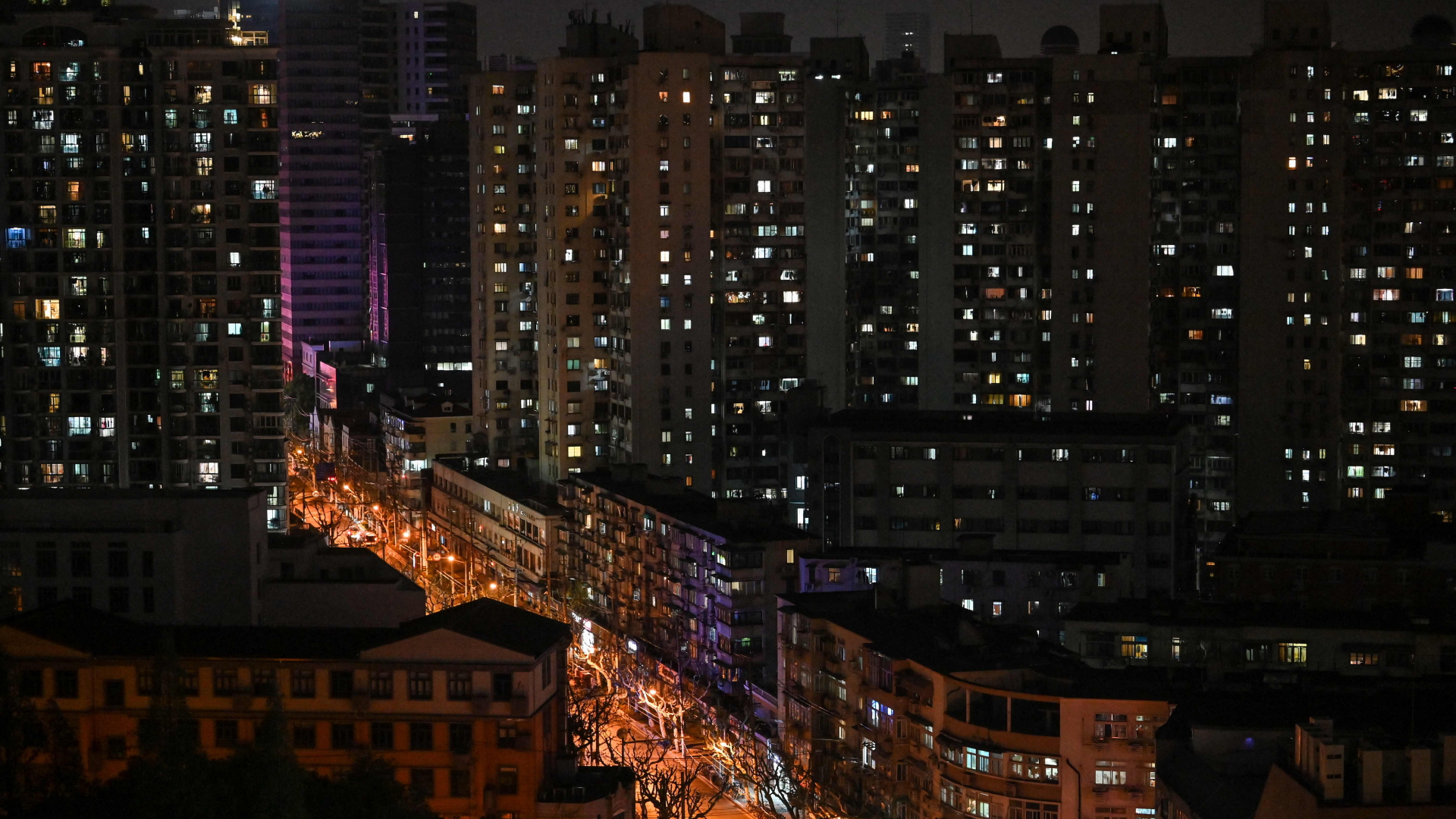 Erleuchtete Häuser in Shanghai während des Lockdowns | AFP