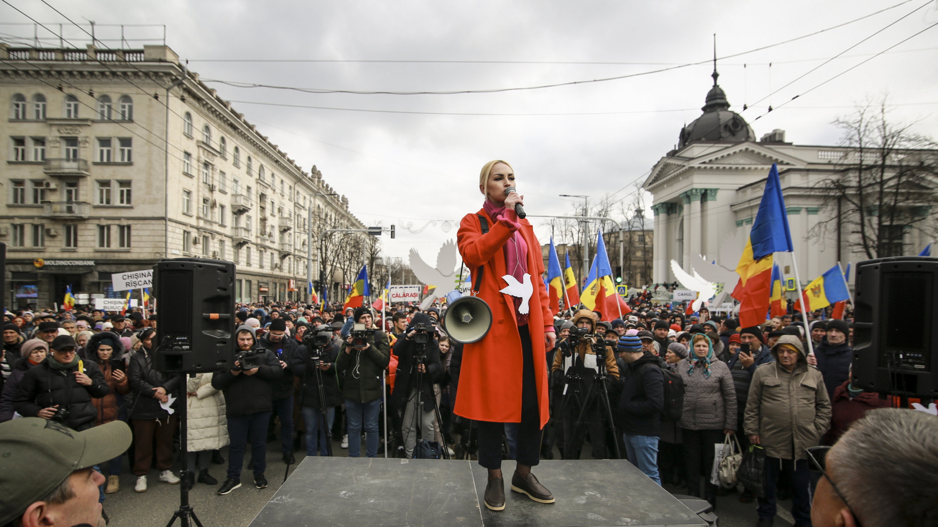 Die Vizepräsidentin der Shor-Partei, Marina Tauber, bei einer Demonstration in Chisinau im Februar 2023.