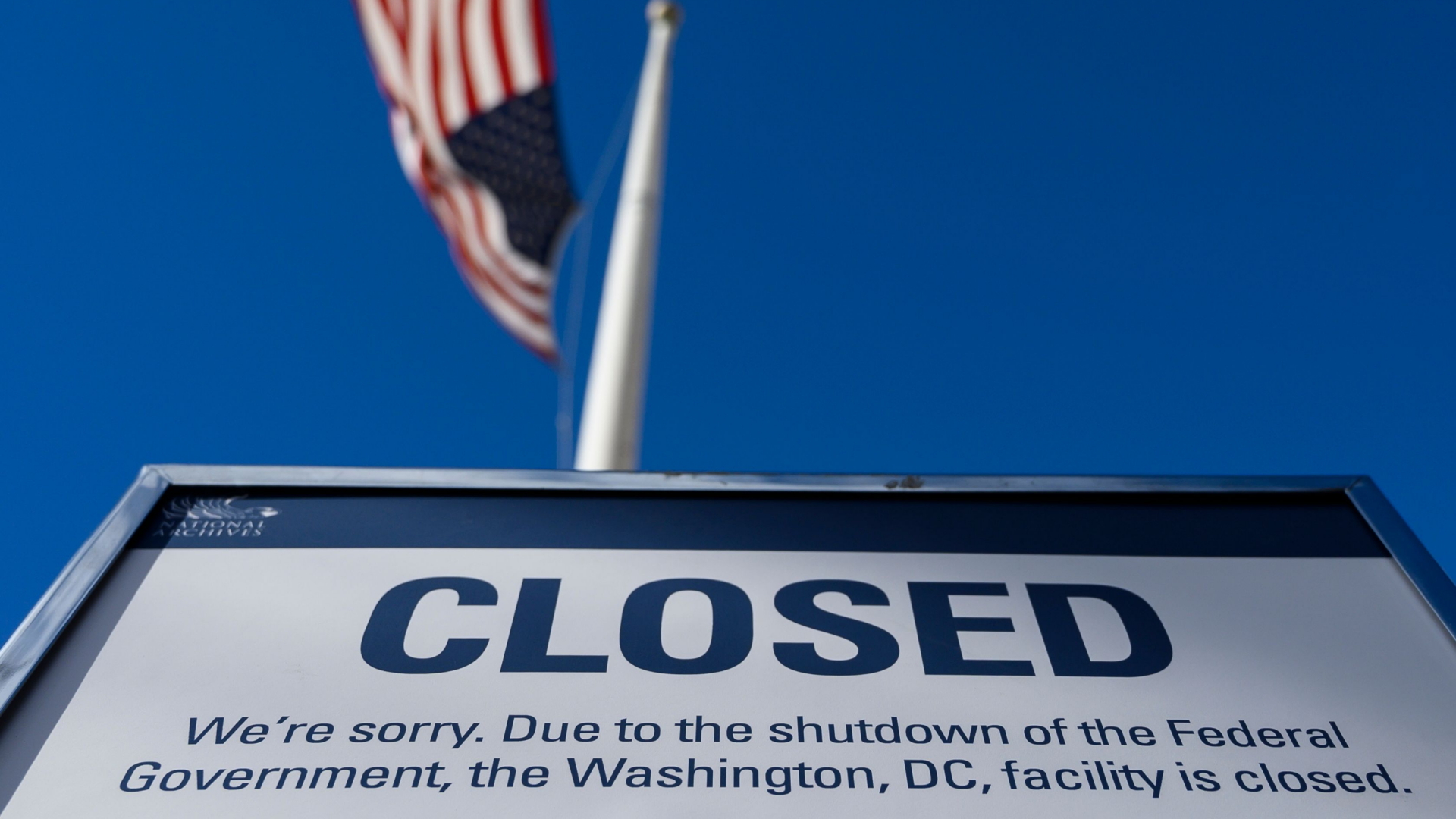 "Geschlossen"-Schild an einer Behörde während des Shutdown. | AFP