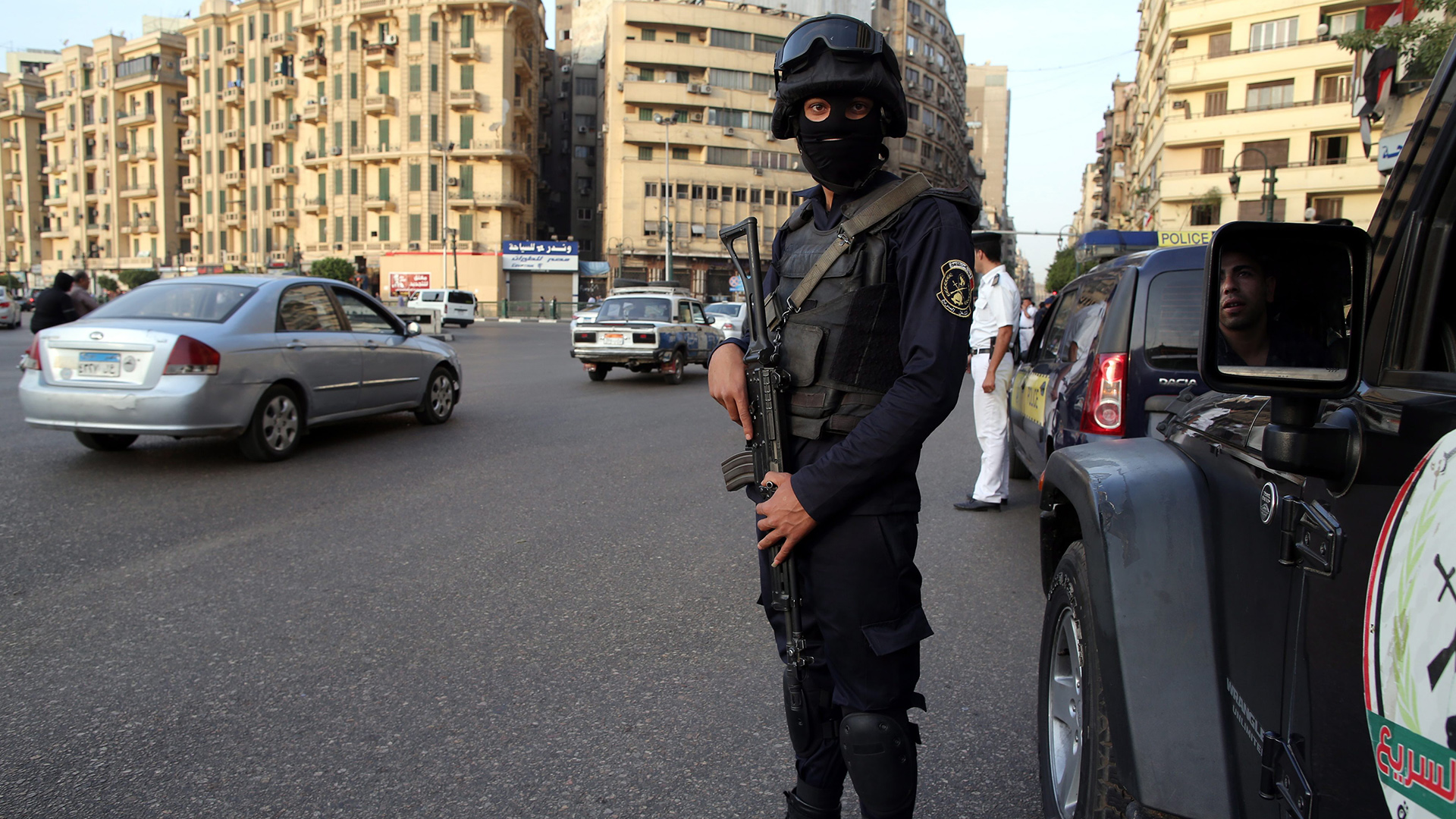 Ägyptische Sicherheitskräfte stehen Wache auf dem Tahrir-Platz in Kairo (Ägypten). | picture alliance / dpa