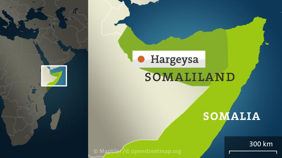 Karte von Somalia mit Somaliland und Hargeysa