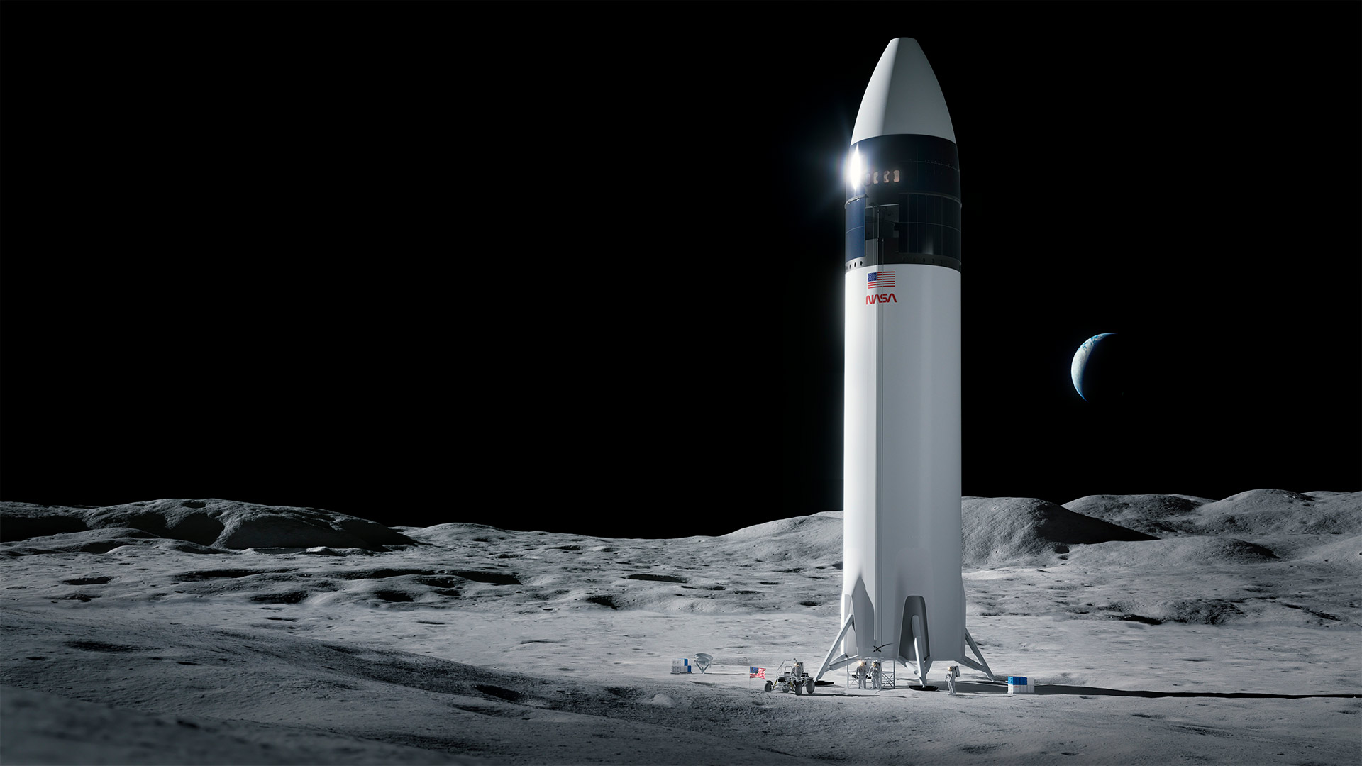 Illustration der SpaceX Starship Mondmission | picture alliance/dpa/NASA via AP