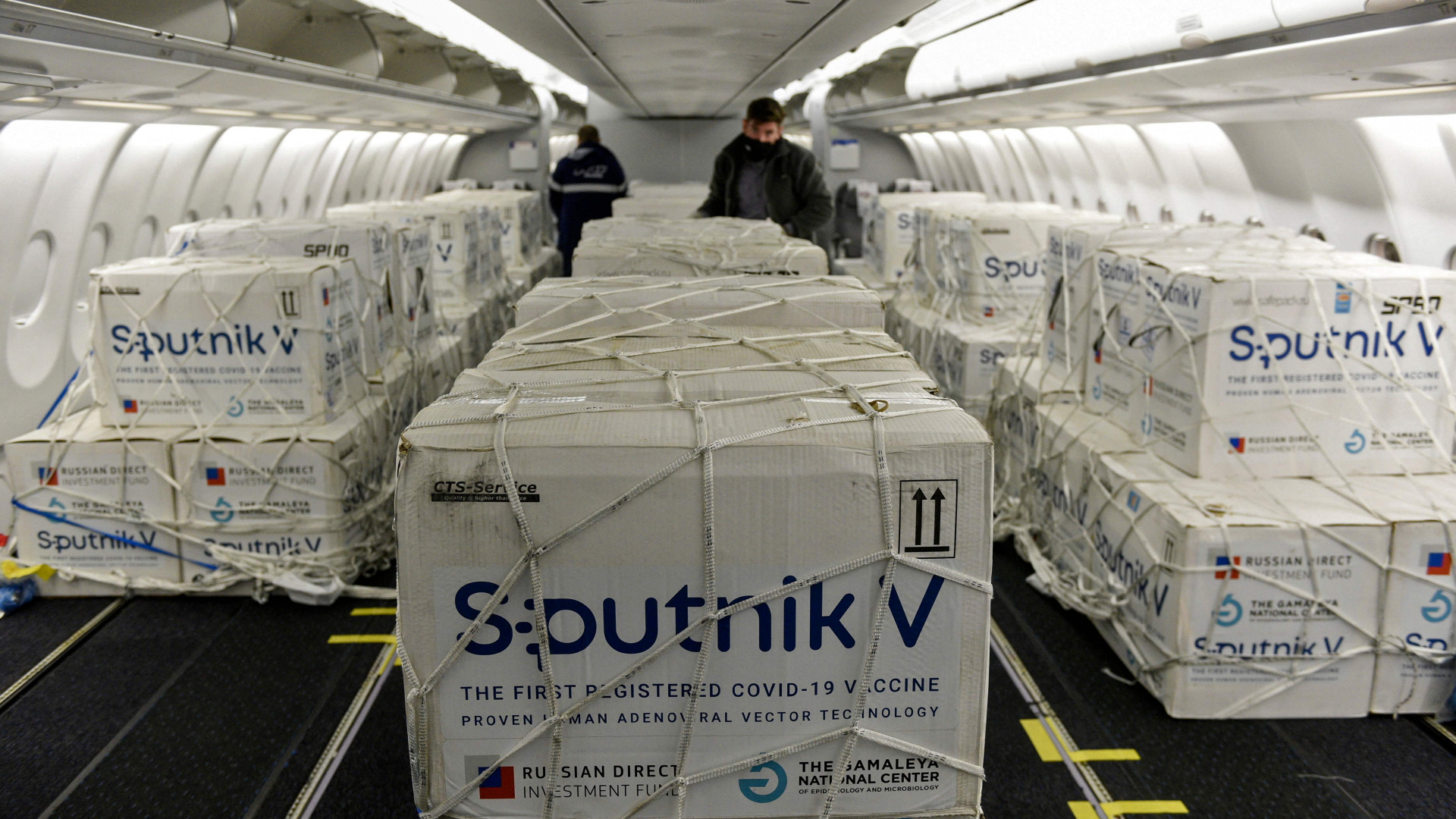 Sputnik-Lieferung in einem Flugzeug auf dem Weg nach Argentinien | AFP
