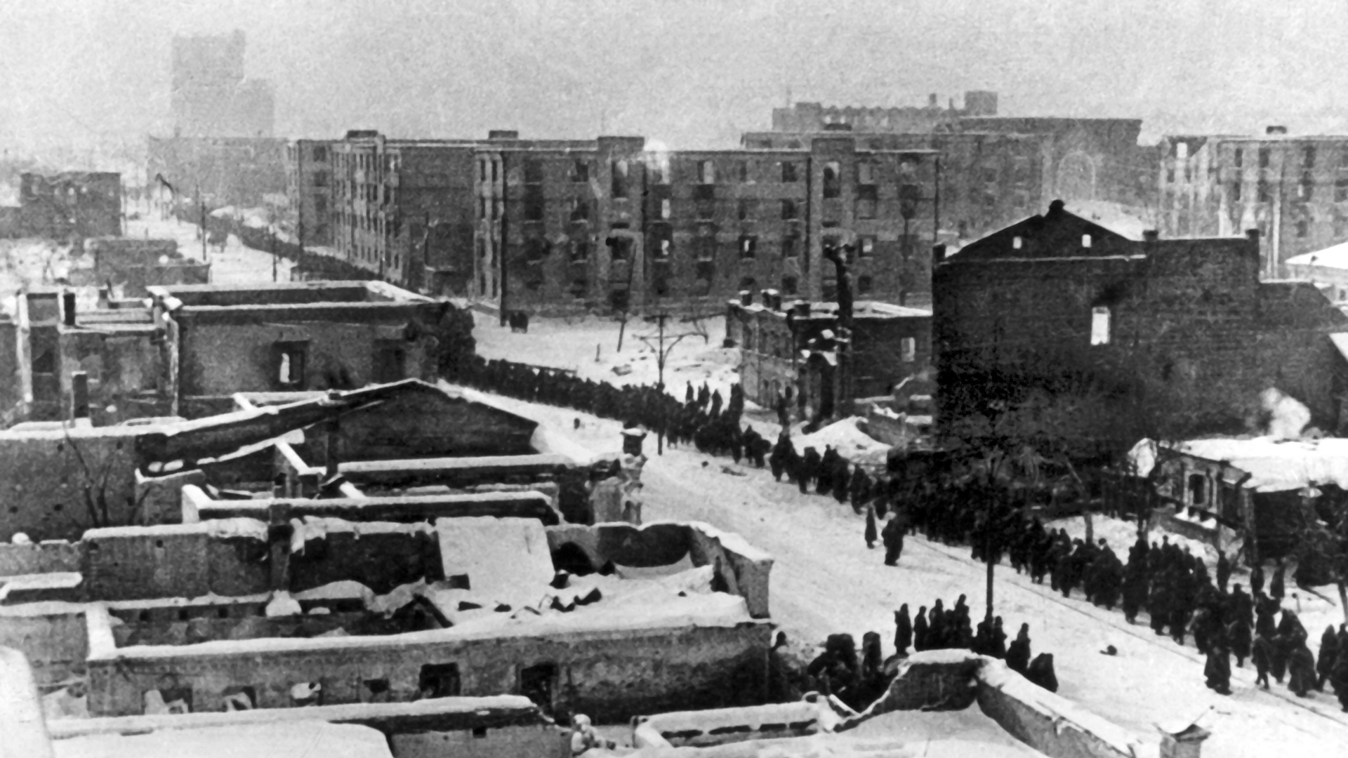 Deutsche Soldaten marschieren 1943 nach der Kapitulation in Stalingrad in die Gefangenschaft.  | picture alliance/dpa