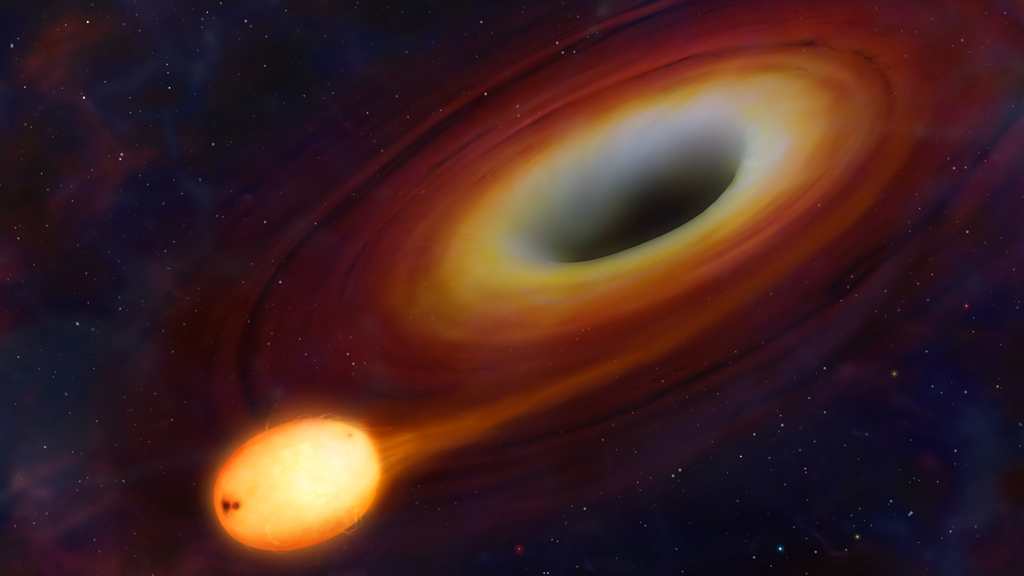 Stern, der von einem Schwarzen Loch zerrissen wird. | picture alliance / dpa