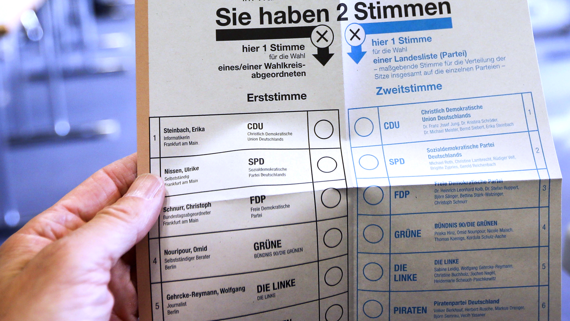 Stimmzettel der Bundestagswahl 2013 in Frankfurt | picture alliance / dpa