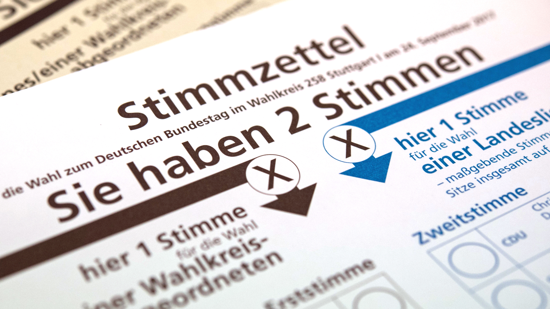 Stimmzettel zur Bundestagswahl 2017