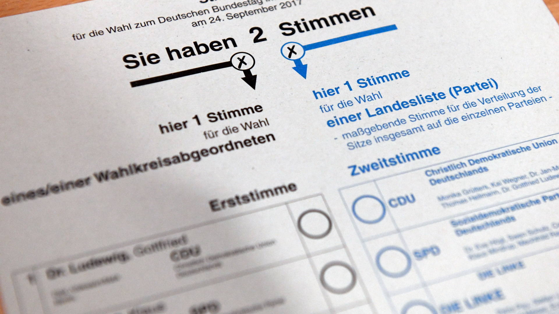 Stimmzettel zur Bundestagswahl | dpa