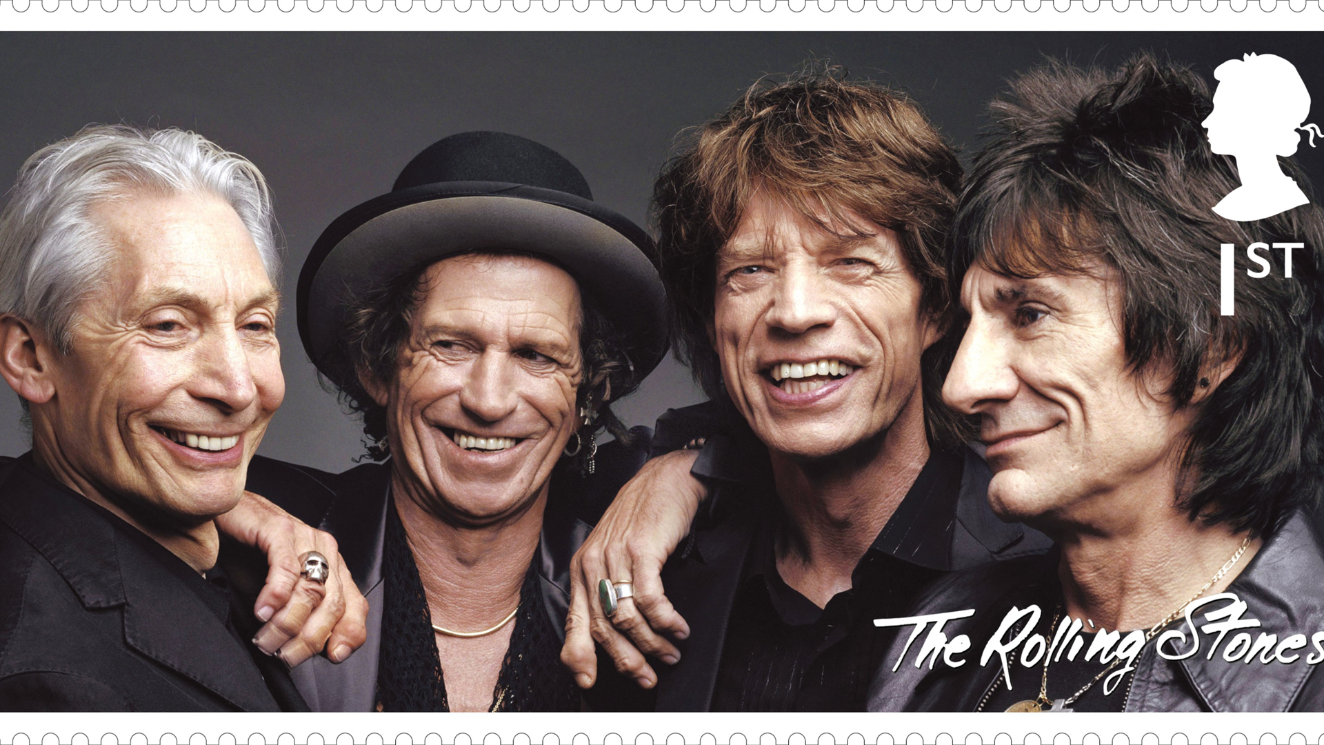 Briefmarke mit einem Foto der Rolling Stones. | picture alliance/dpa/PA Media