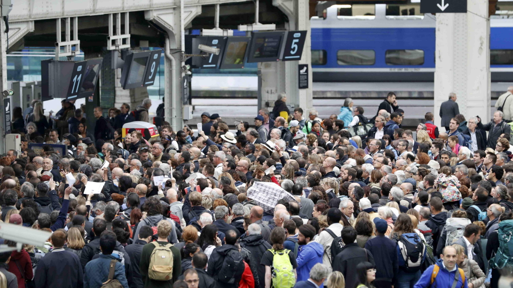 Bahnhof während des Streik in Frankreich