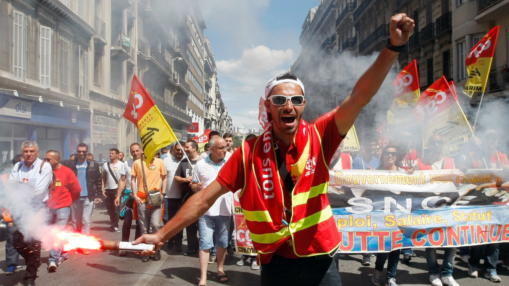 Demonstranten in Marseille