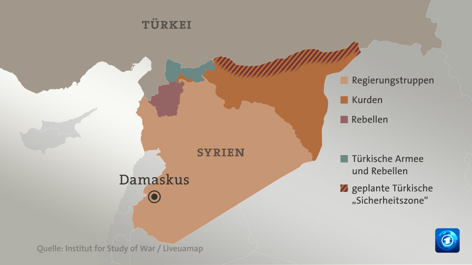  Karte der geplanten türkischen "Sicherheitszone" in Syrien | ARD aktuell