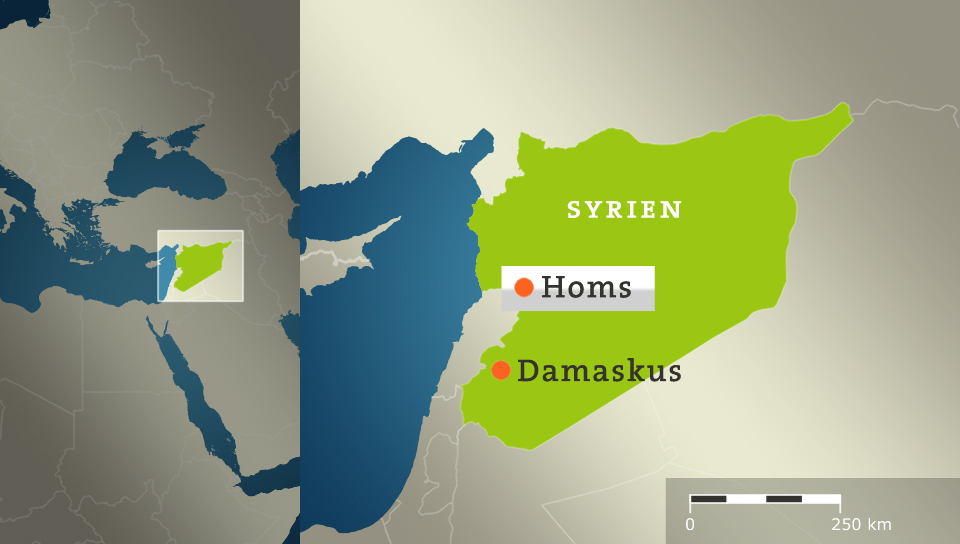 Karte: Syrien mit Damaskus und Homs 