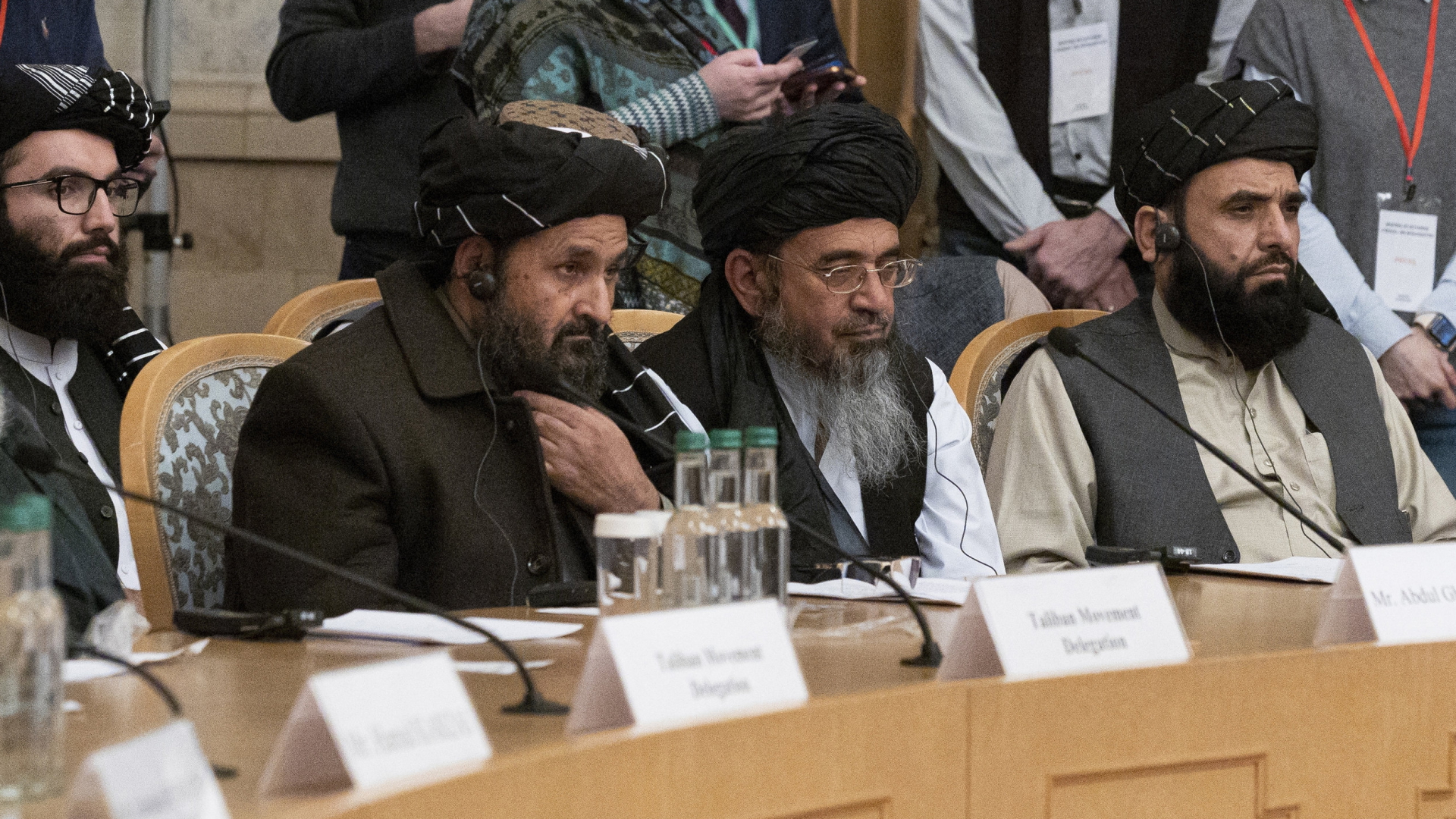 Eine Delegation der Taliban bei einer Friedenskonferenz in Moskau| Bildquelle: AP