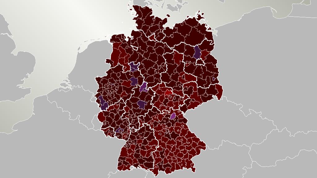 Karte mit Covid-19-Infektionen in den Landkreisen