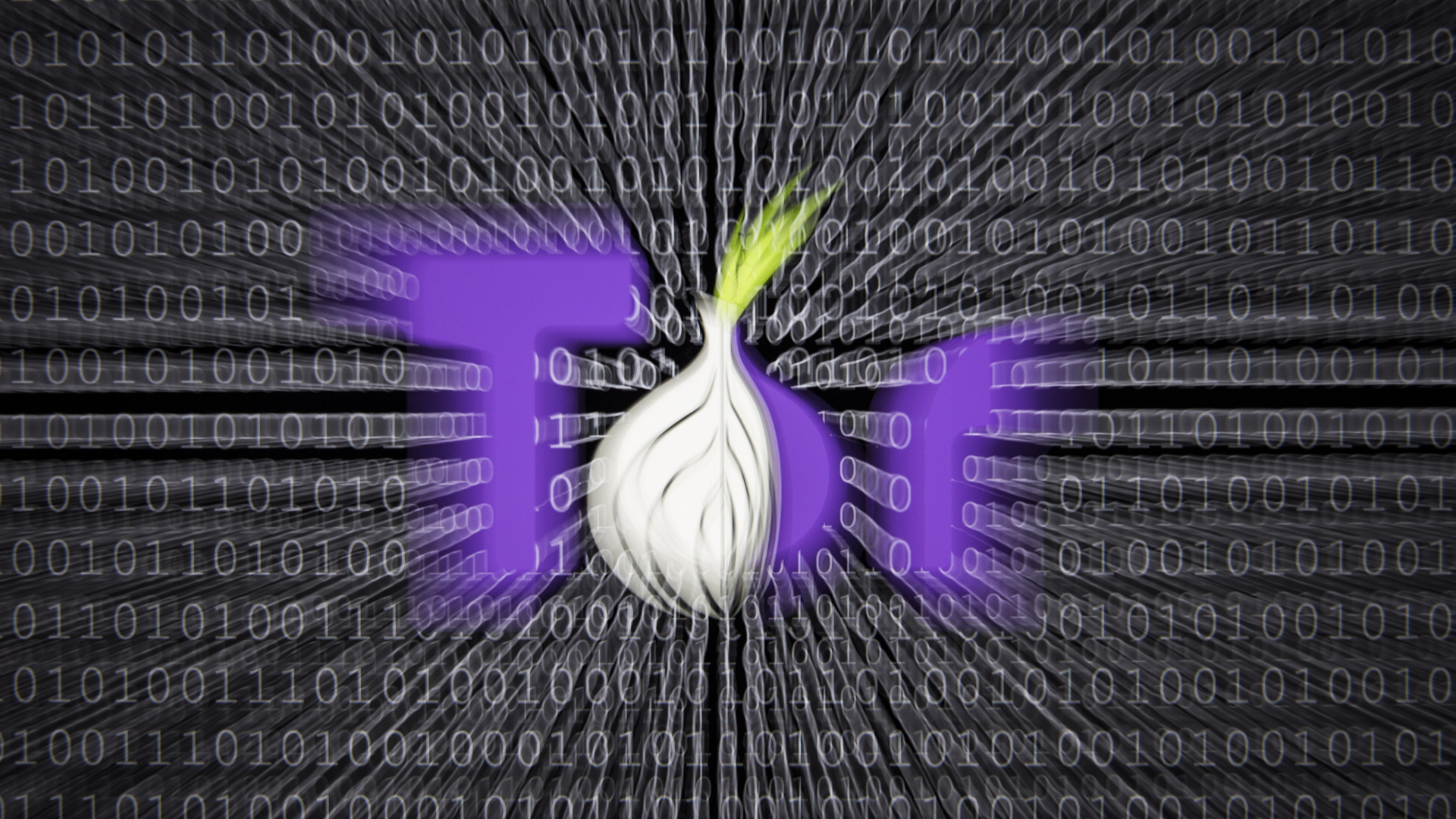 Das Logo des Tor-Browsers vor einer binären Zahlenreihe.