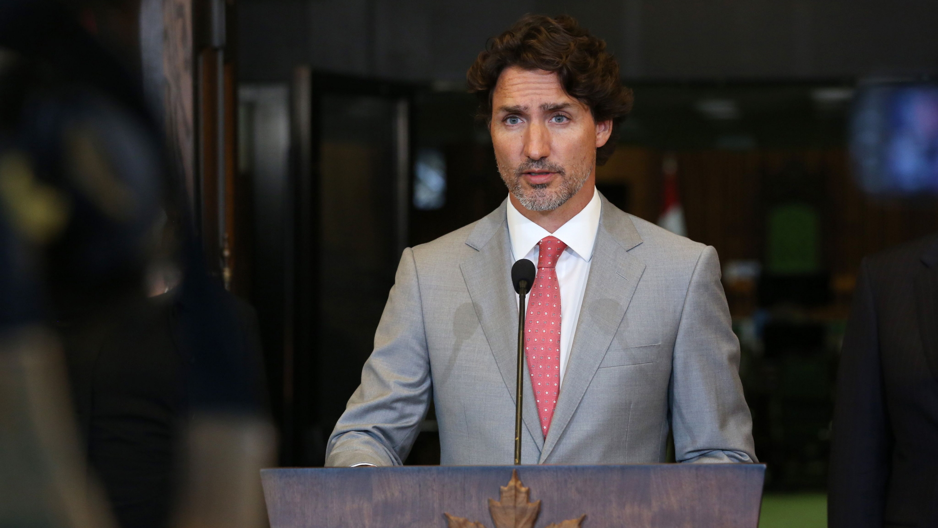 Der kanadische Premier Justin Trudeau bei seiner Pressekonferenz. | AFP