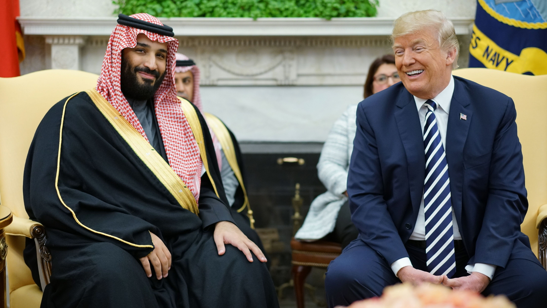 US-Präsident Trump empfängt den saudischen Kronprinzen Mohammed bin Salman (Archivbild). | AFP
