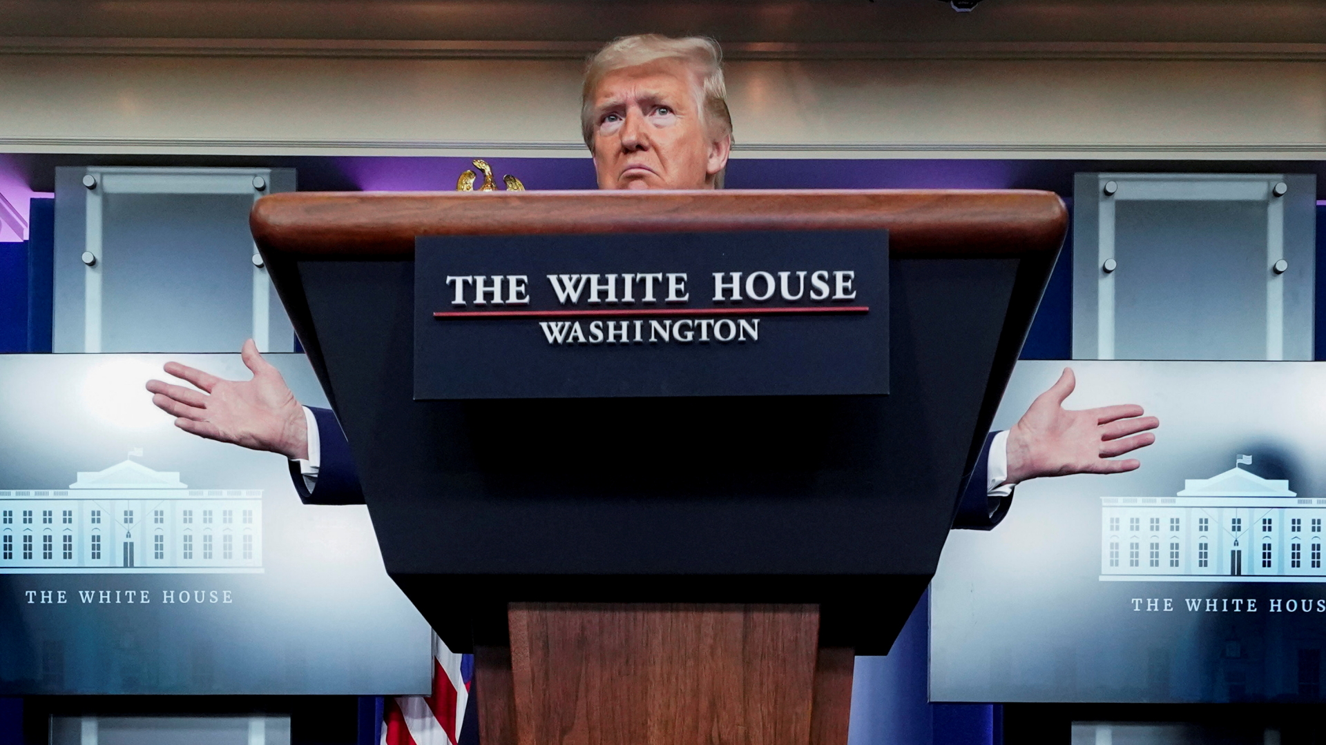 US-Präsident Donald Trump bei einer Pressekonferenz zum Coronavirus. | REUTERS