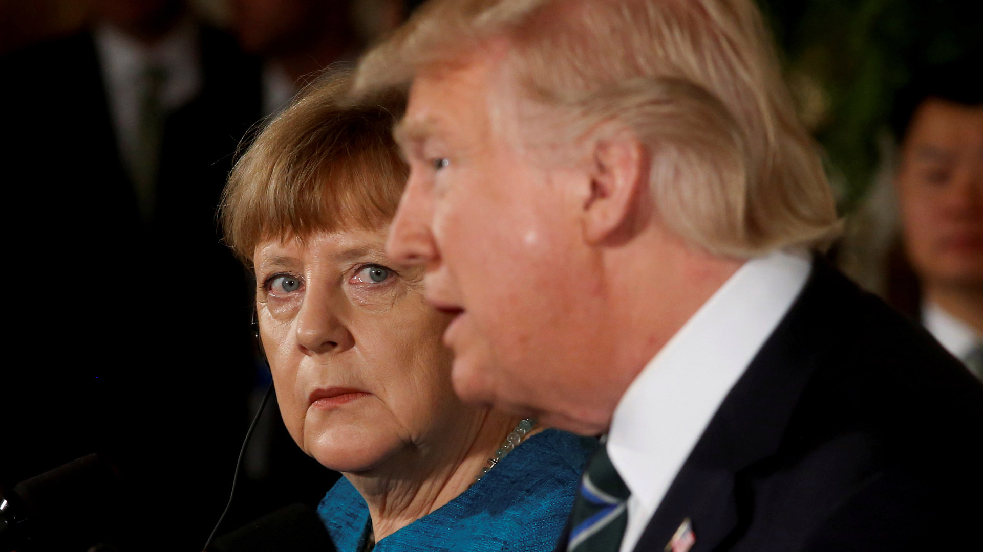 Trump und Merkel bei ihrem Zusammentreffen im Weißen Haus im März | REUTERS
