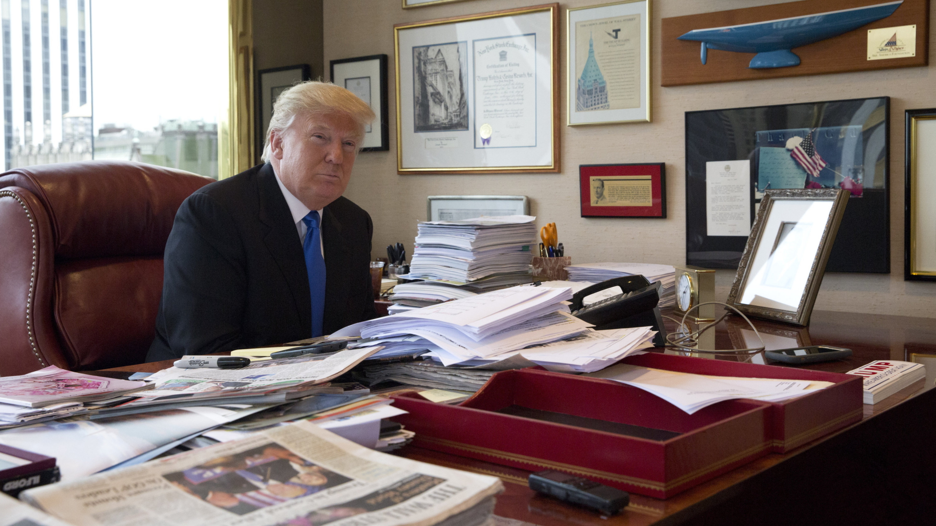 Donald Trump in seinem Büro im New Yorker Trump Tower (Archivbild). | AP