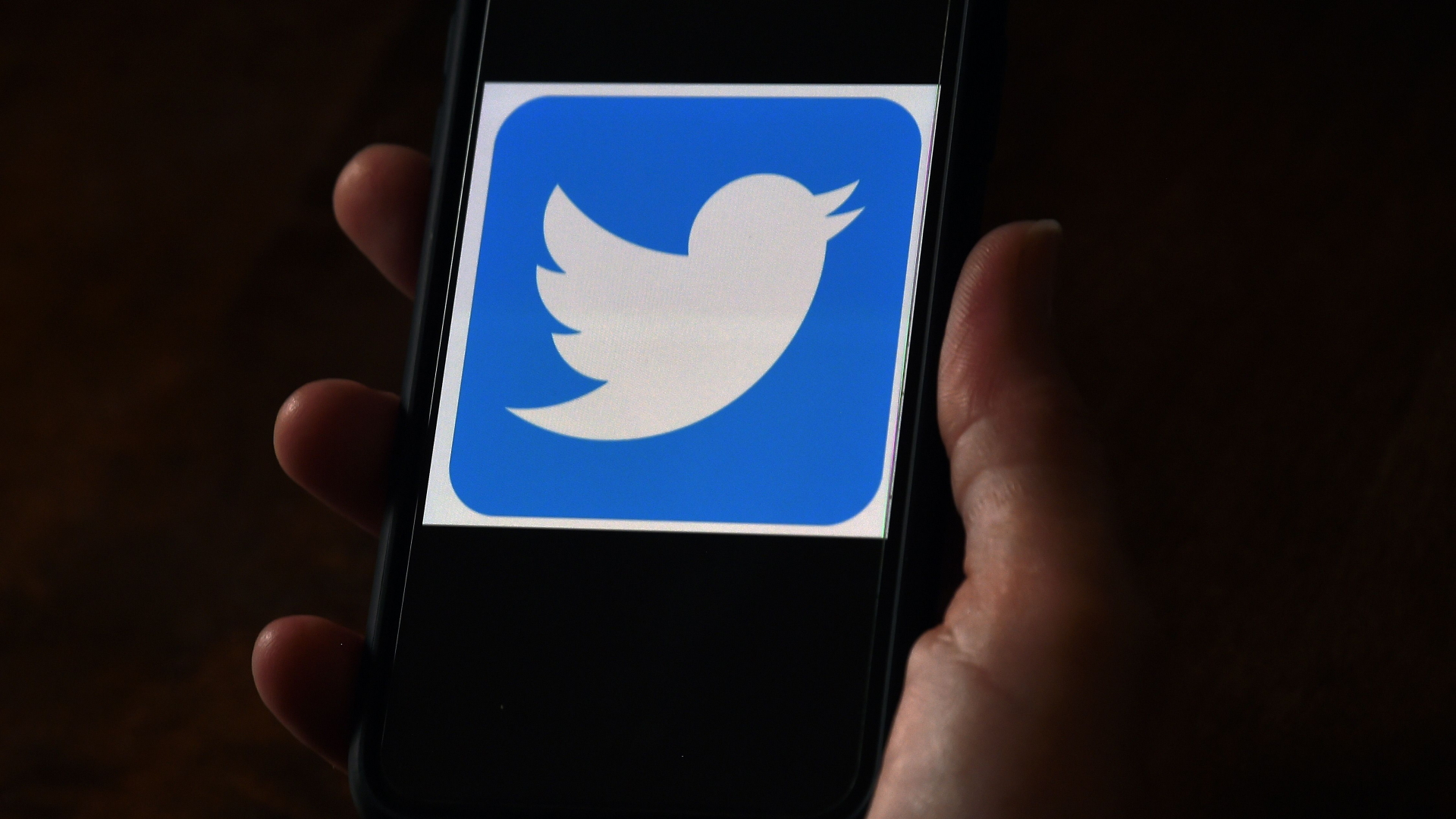 Eine Hand hält ein Smartphone mit dem Twitter-Logo auf dem Display. | AFP
